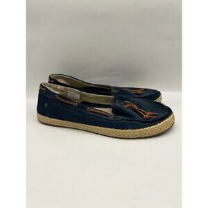 Ugg Channtal Navy Blue Suede Espadrille Loafer Flat Women Size 8